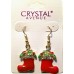 Crystal & Epoxy Christmas Holiday Stocking Dangle Earrings 106182